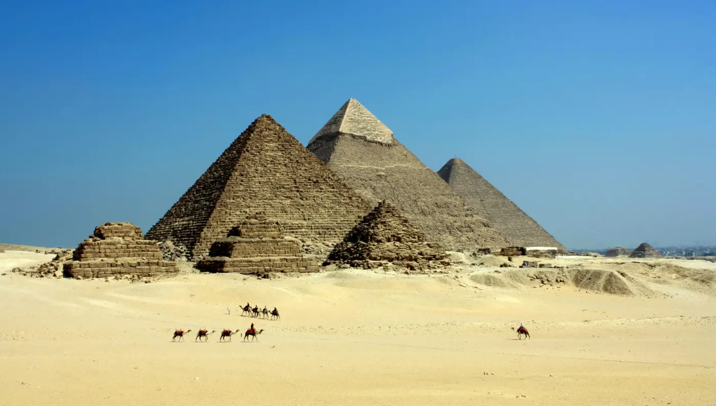 The Pyramids of Giza at sunset, the anchor of most Egypt excursions
