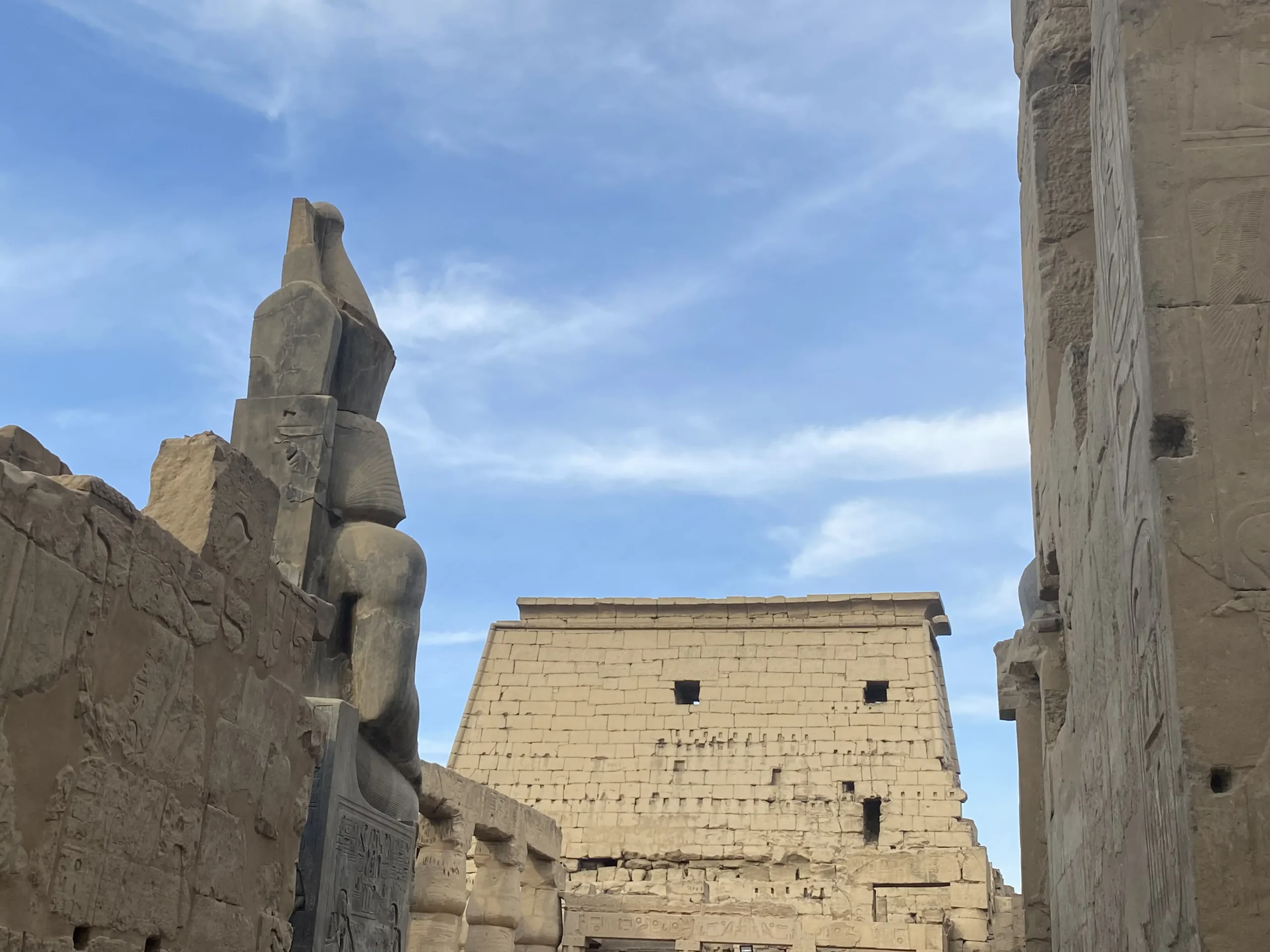 Ancient Egyptian temple columns visited on a Cairo to Aswan Nile cruise itinerary